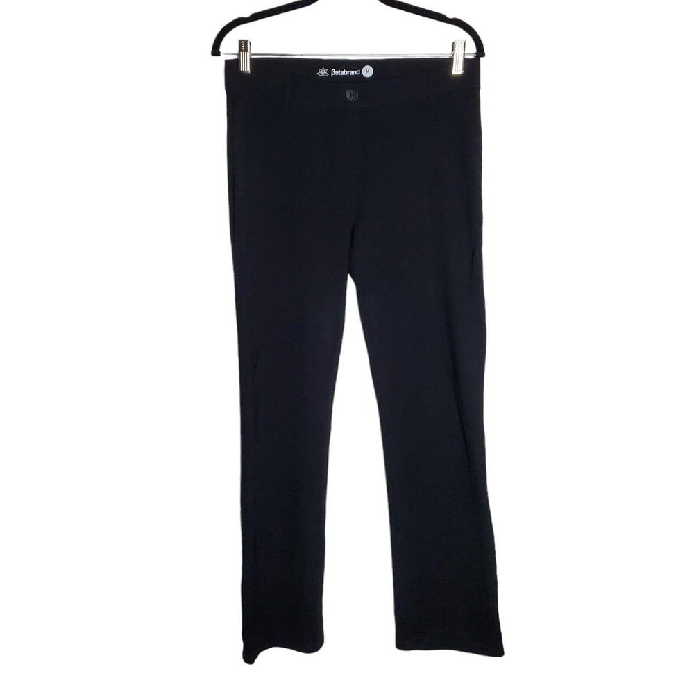 Betabrand Womens Size M Yoga Dress Pants Straight Leg Black Ponte Stretch W0076